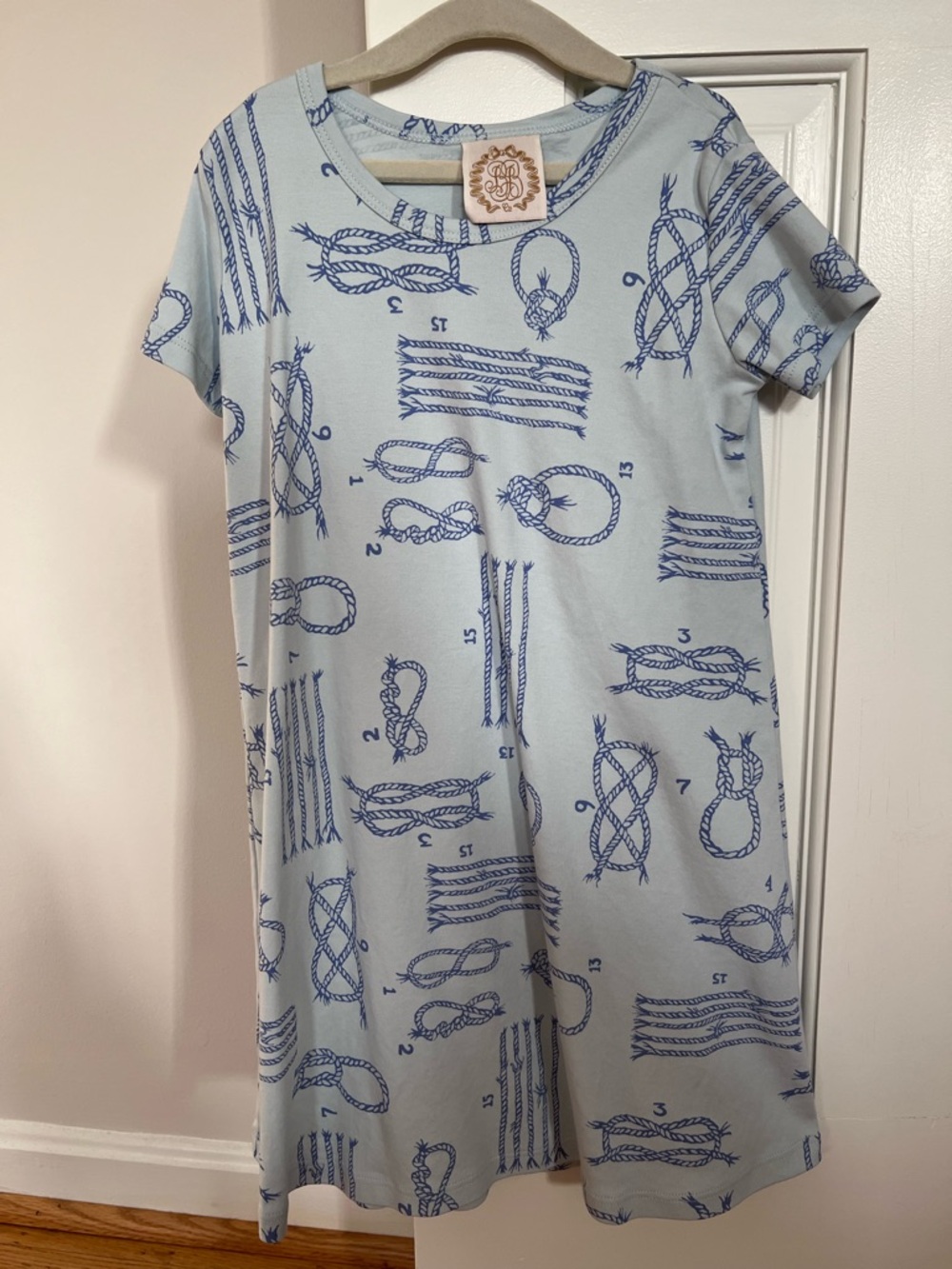 The Beaufort Bonnet Company Light Blue Dress with Rope Print